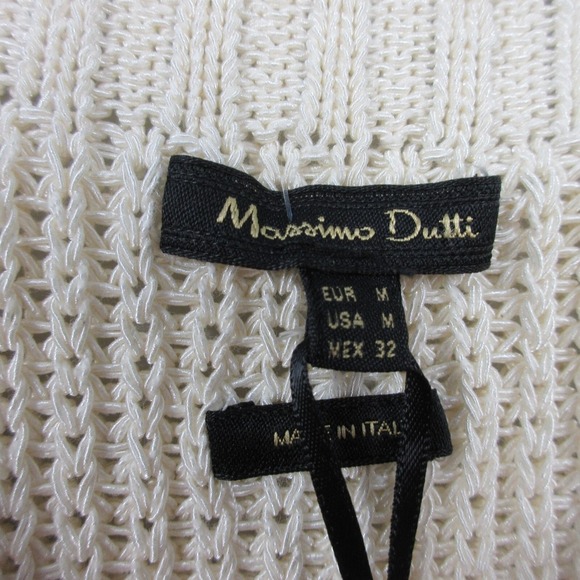Massimo Dutti Knitted Tank Top Women M Ivory Crochet Knit Cropped Cotton 310 - Picture 3 of 10